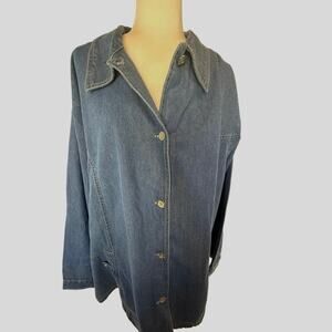 Jacket Tudor court size 4x women's blue denim  2 big pockets with buttons